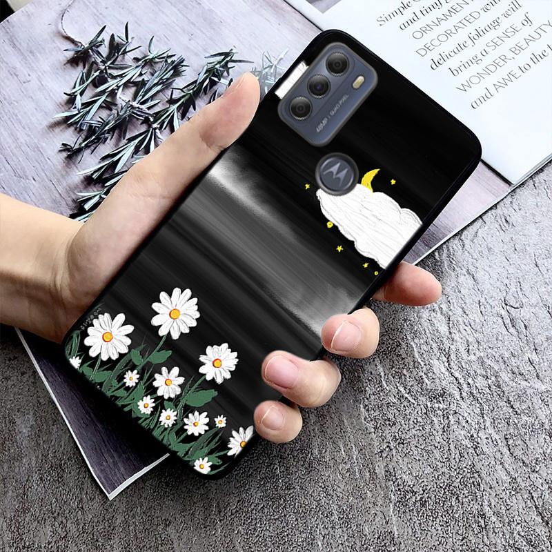 Hand Painted Flower Phone Case for Motorola Moto E32 E20 E40 G22 G52 G20 G30 G100 G60 G50 G10 GPure GStylus G9 One Action Macro