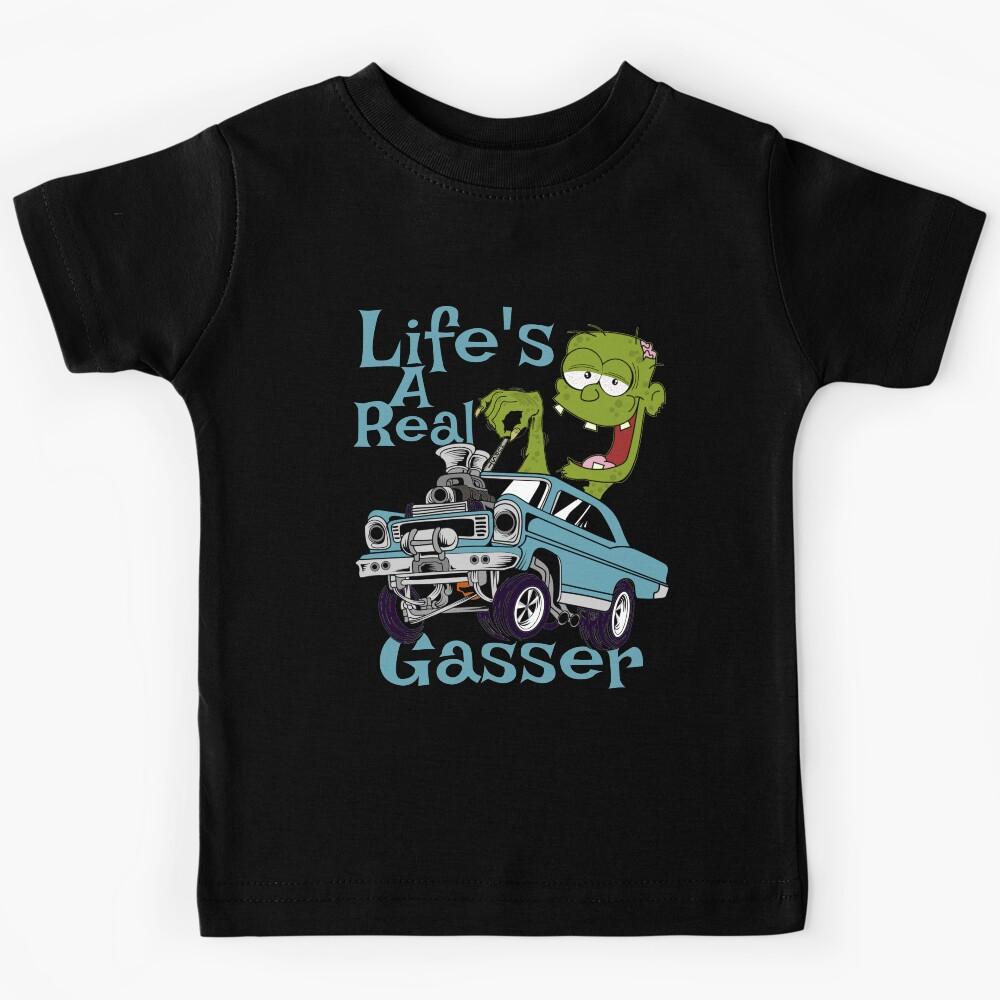 Hot Rod Gasser Cartoon Outlaw Drag Racing Blown Street Car Kids T-Shirt 100