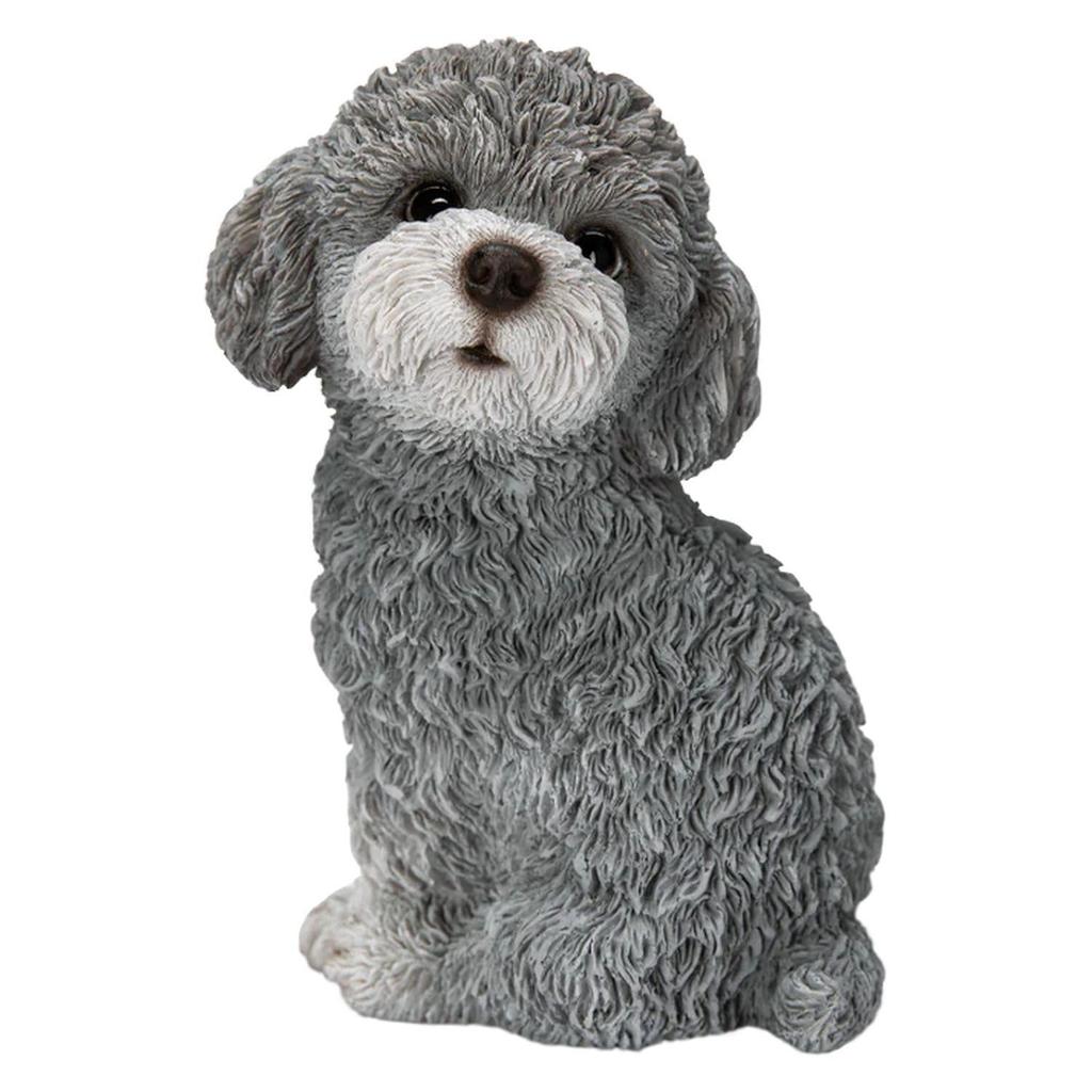 Ubia Toy Poodle Looking Back (Small, Gray) 10 X 8 X 14 Cm, Doll Figurine, Animal Ornament, Garden Decoration, Realistic, Cute Dog, H24092-2