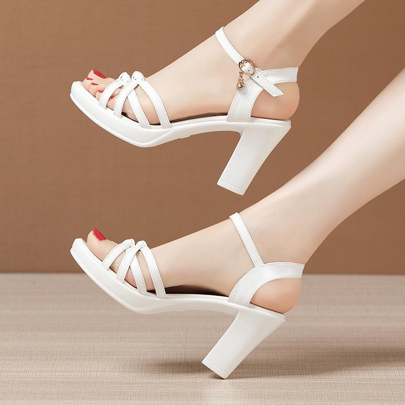 Thick Heeled Leather Work Shoes Women High Heels Pumps Comfortable Dress Shoes for Women Office Wedding Party Shoes