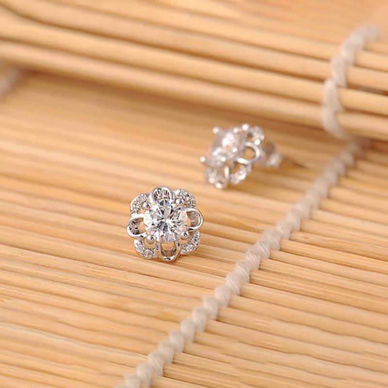 Wieczne kolczyki z kwiatami, słodkie i urocze, kobiece kolczyki z mikro-wkładką z cyrkonii, kolczyki z pustymi płatkami, dziewczęce serce, wersja koreańska, kolczyki z kwiatami