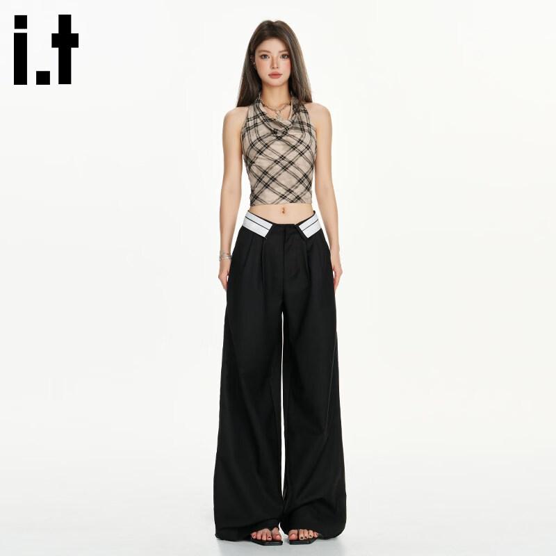CHOCOOLATEit Women s High-Waisted Wide-Leg Casual Cuffed Pants M
