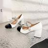 French Retro Mary Jane Shoes Women's Thick Heel Square Head Sweet Light Mouth Single Shoes Middle Heel Fairy Style Word with High Heels
