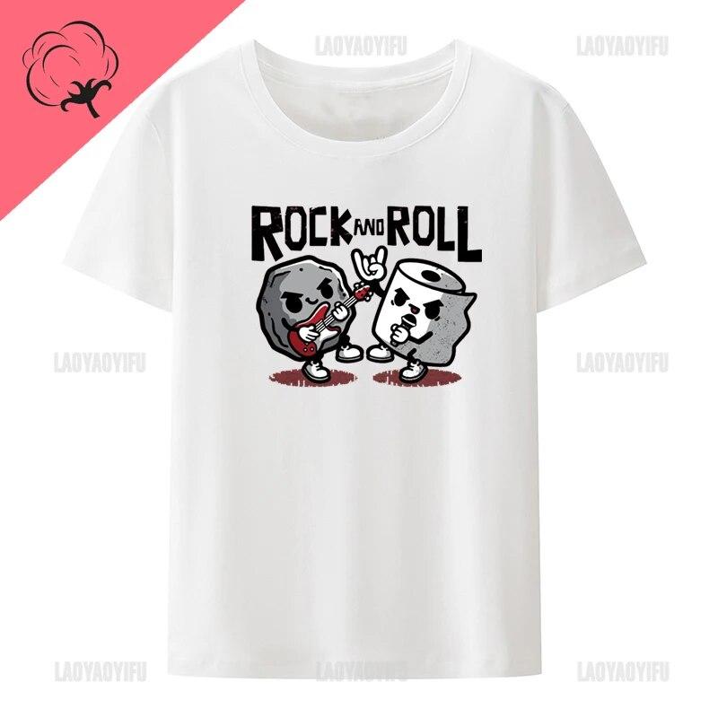 

Забавные топы с графическим принтом «Рок и туалетная бумага», футболка в стиле аниме с круглым вырезом, летняя одежда для женщин, одежда унисекс, новинка, хлопок 4XL