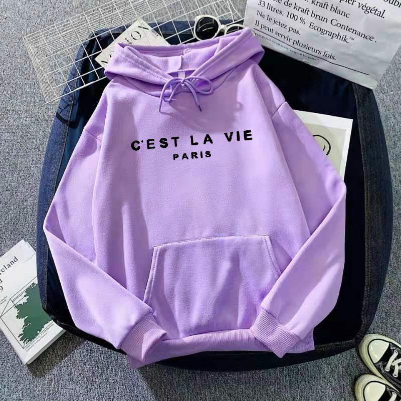 Letter Print Nový svetr s kapucí Dámský jarní líný styl s dlouhým rukávem, volný top s kapucí