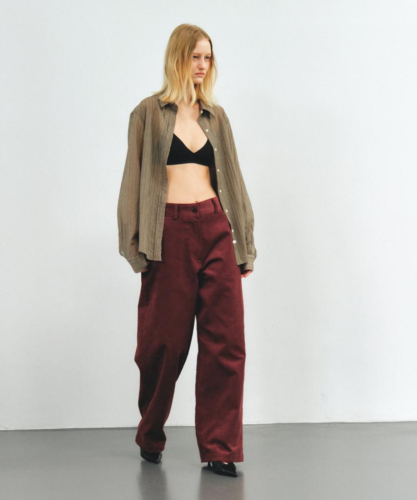 Aente Corduroy Wide Pants -Wine
