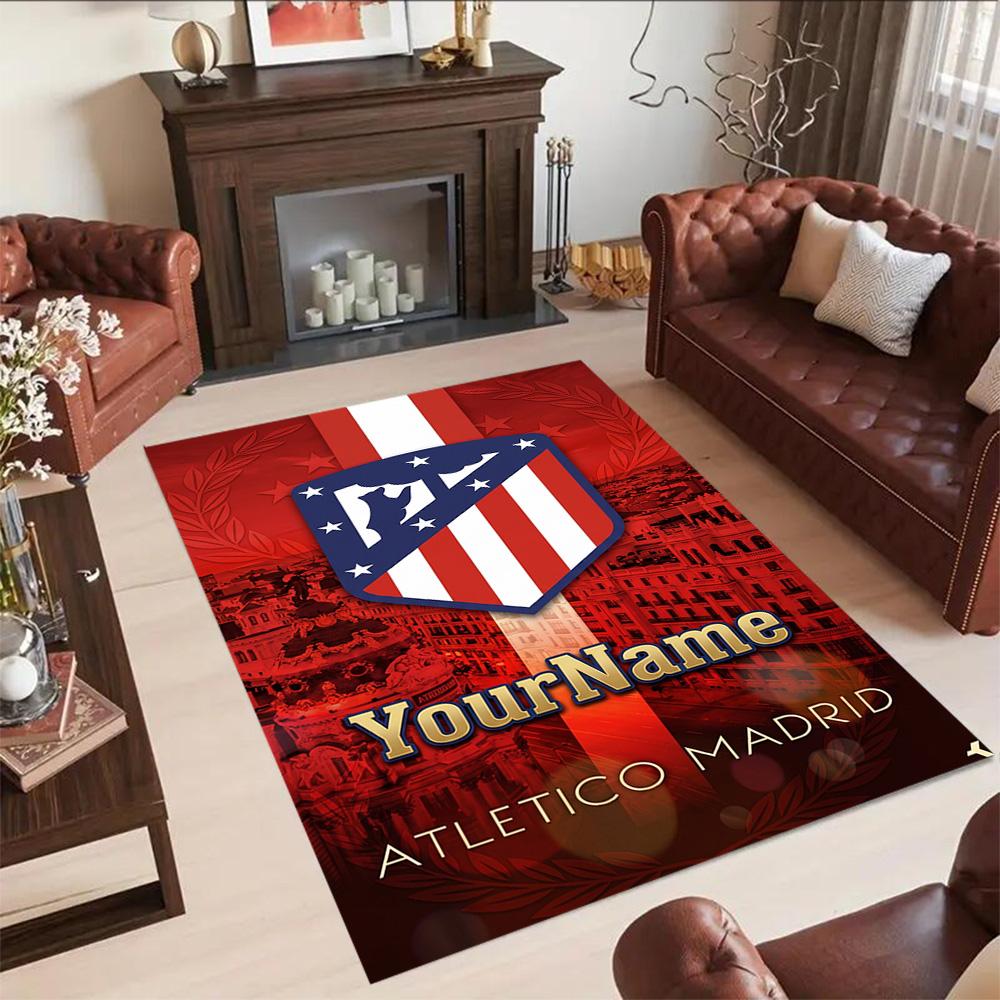 Atletico Madrid Customize Text Carpet Perfect for Outdoor Hallway Game Room Dormitory Anti-slip Rug Decorate Offices