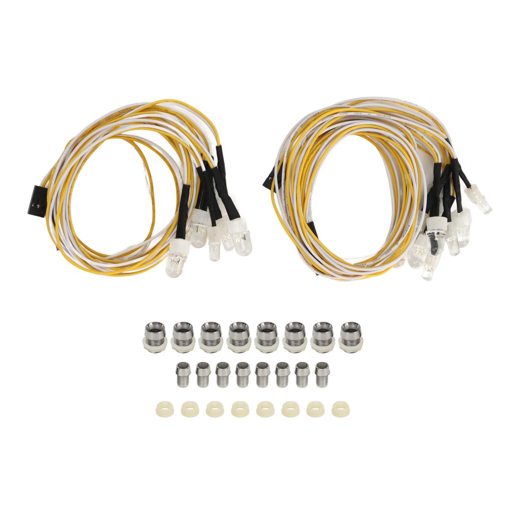 2PCS RC Car Lights Universal 7.4V 8mm Red White 5mm Yellow LEDs RC Car 8LED Lights for Conversion