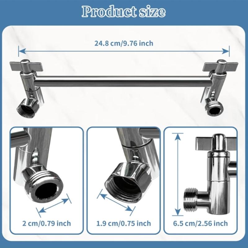 Prodlužovač držáku sprchové hlavice Nastavitelná výška Rozšíření horní sprchy Nerezová ocel Prodlužovací tyč sprchového ramene