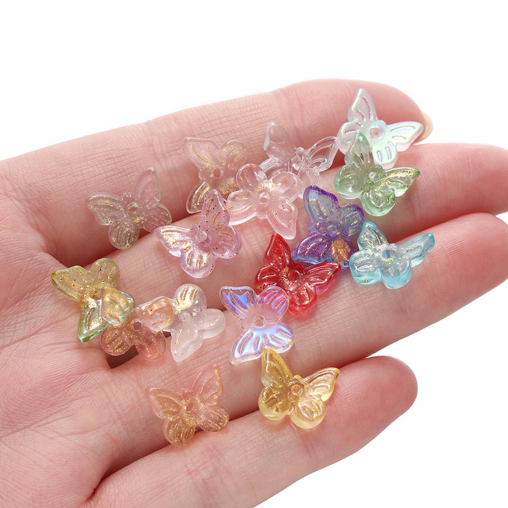 10 Stück/Lot Glasplattierte Schmetterlingskristallperlen, lose Perlen, handgefertigtes DIY-Bastelzubehör für Armbänder, Ohrringe und Schmuckherstellung
