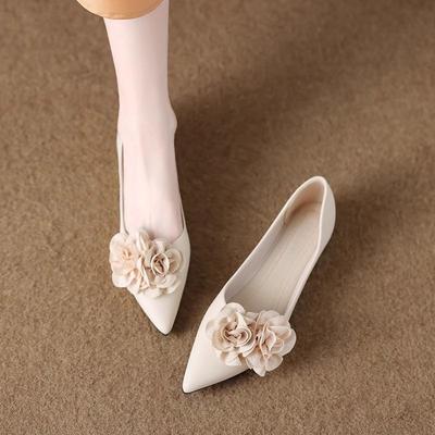 Fashion Summer Pointed Toe Flowers Ladies Footwear Slip-on Women's Flat Shoes Korean Style High Quality Fashion Elegant Dress Shoe Sale