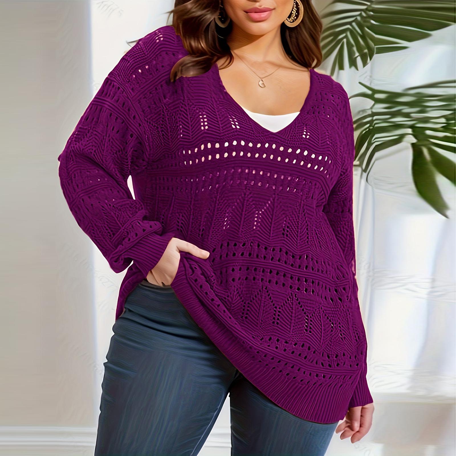 Женские свитера на пуговицах с длинным рукавом, вязаные пальто с карманами XL фиолетовый