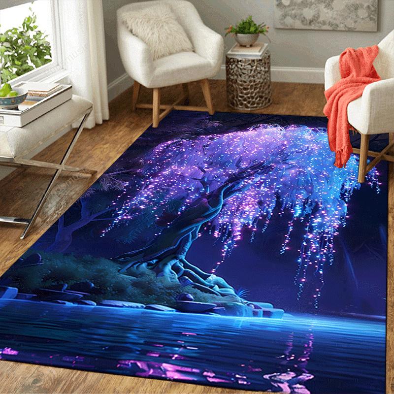 1pc Beautiful Willow Tree Design Indoor Area Rug - Soft, Anti-Slip, and Durable Gaming Room Decor for Bedroom