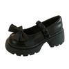 22 dicksohlige Mary Jane kleine Lederschuhe Frühling und Sommer Französische High-Heel Muffin-Absatz dicker Absatz Schleife einzelne Schuhe