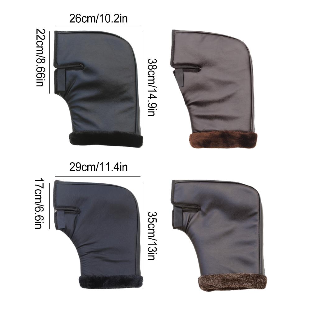Winter Thick Motorcycle Hand Warmer Waterproof And Windproof For Protection Scooter Bike Cycling Gloves Leather, Brown S