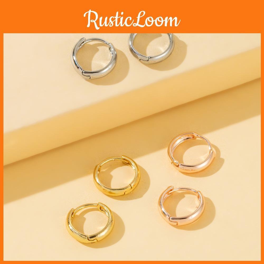 Hoop Alloy Elegant Earrings Minimalist Geometric Circular Gold Silver Gold Rose