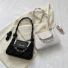 Niche retro texture small square bag fashion chain jacquard armpit bag pearl chain decorative temperament shoulder bag