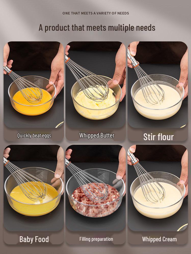 304 Stainless Steel Handheld Egg Beater: Commercial Whisk for Baking & Mixing