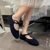 Fashion Women's Flat-bottomed Mary Pumps Low-cut Shoes Spring and Autumn Fashion Lace-up Soft-soled Leisure and Comfortable Ballet Shoes