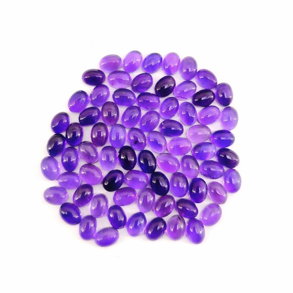 AAA Natural Amethyst Oval Cabochon Lot 8x6mm, Calibrated Purple Amethyst Gemstones for Jewelry Making