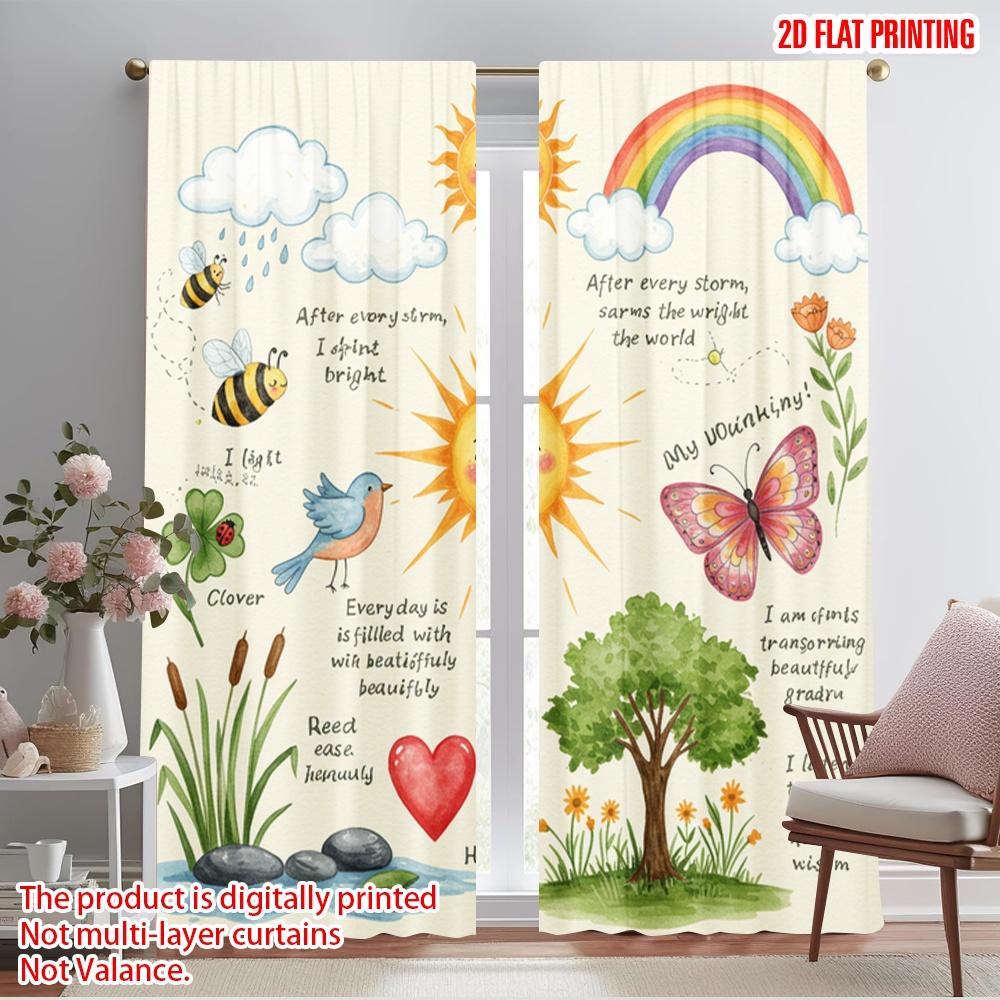 

2pcs 2D flat printing Curtains Sweet Moments Gentle Spirit Kindness Fabric Without Electricity Seasonal Party & Holiday Decor 52.50×116.00 CM 2pcs