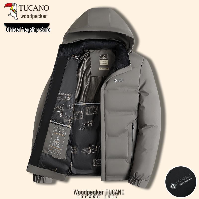 

Woodpecker Winter Men s Thick Cotton Jacket - Warm Middle-aged Dad s Casual Outerwear L for 90-115 jin