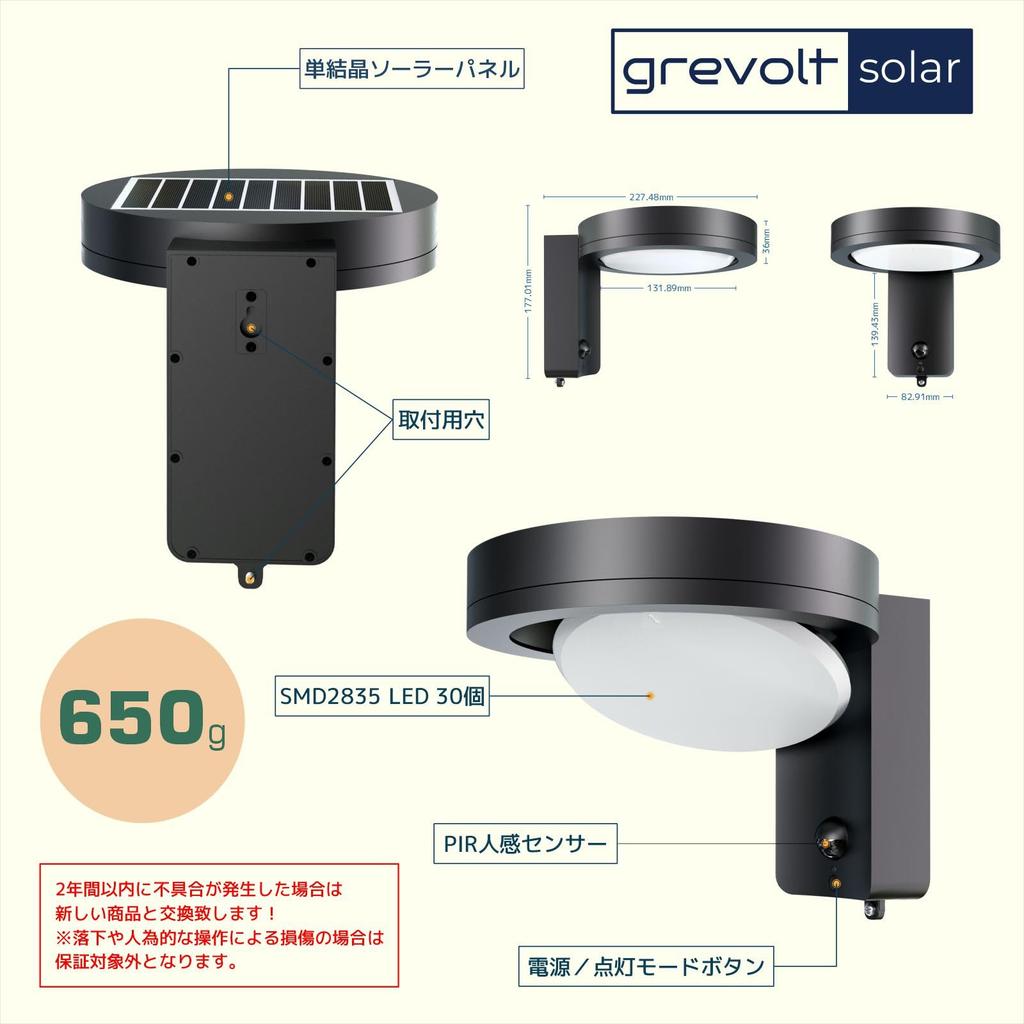 Grevolt Solar Entryway Light, Outdoor, Motion Sensor, 1000lm, 60W Equivalent, 2000mAh High-Capacity Li-ion Battery, 4000k White, Automatic On,