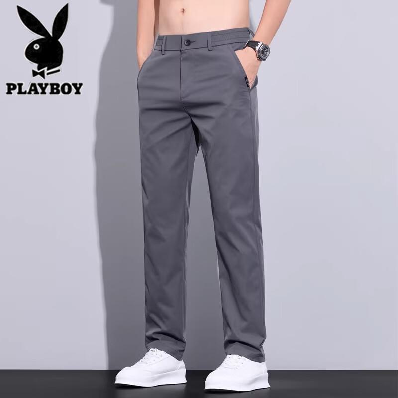 Playboy Men s Ice Silk Straight-Leg Casual Pants 34