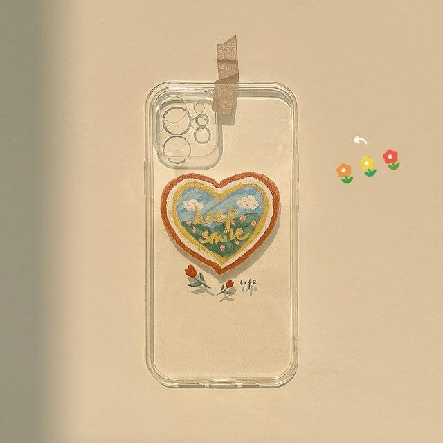 Original Diy Painting Cute Phone Case For Iphone X Xr Xs Max 11 12 13 14 Pro Max Mini 7 8 Plus Silicone Clear Conque Capa Funda