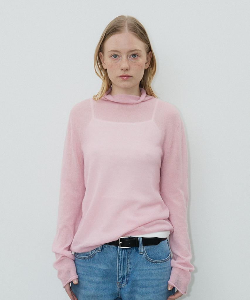 Mohe Whole Garment Wool High Neck Knit _ Pink