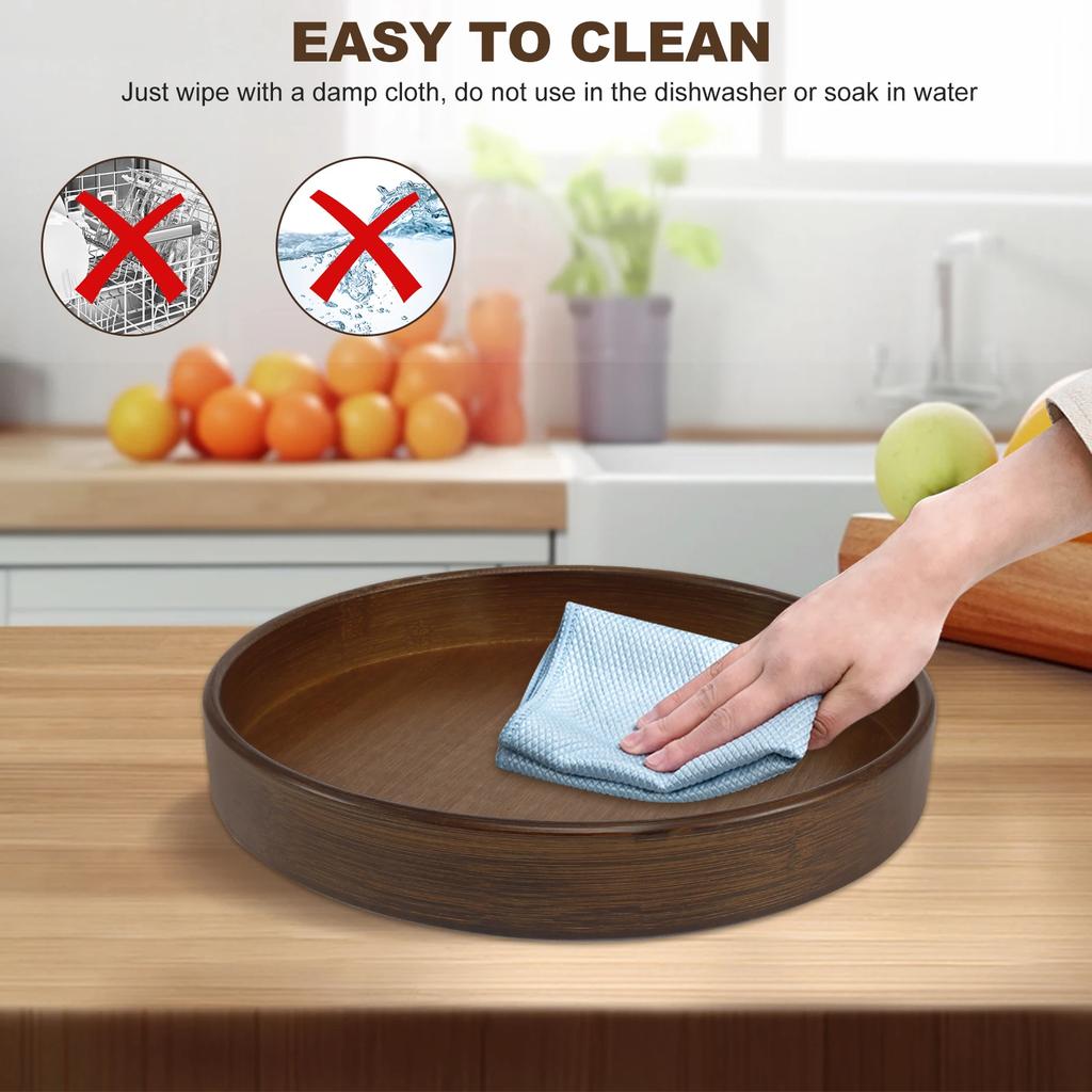 360 Rotating Wood Tray Seasoning Storage Rack Pantry Cabinet Turntable Lazy Susan Kitchen Spice Organizer  Accessories