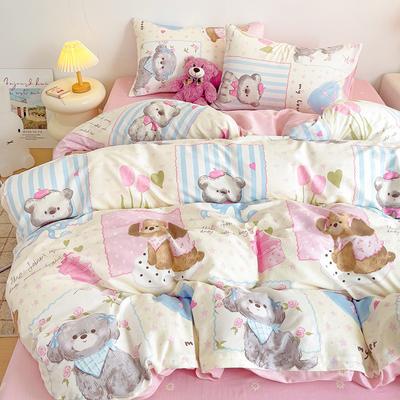 Ensemble de quatre pièces de lit en pur coton, literie en coton, housse de couette, drap de lit, ensemble de trois pièces pour dortoir