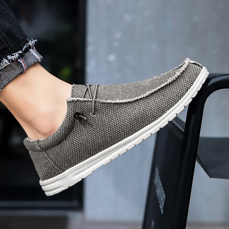 Customized factory large size dude loafers tide 2025 casual shoes men's soft soles lightweight canvas shoes men's shoes
