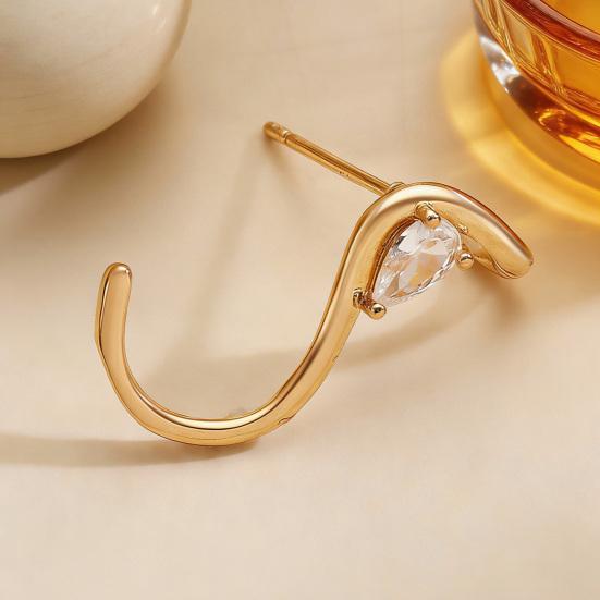 Earrings for Women S-Shape Cubic Zirconia Stud Earrings Jewelry Gift for Her On Valentine's Day Birthday Party