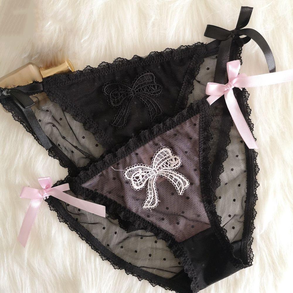 Underwear Lingerie Lace Cotton crotch Bandage Panties Women Thong Bow Underpants Sexy Briefs