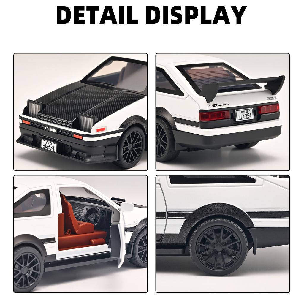 1/32 Toyota Initial D AE86 Drift Function Alloy Car Diecasts & Toy Vehicles Metal Toy Car Model Sound and Light Collection Kids Toy