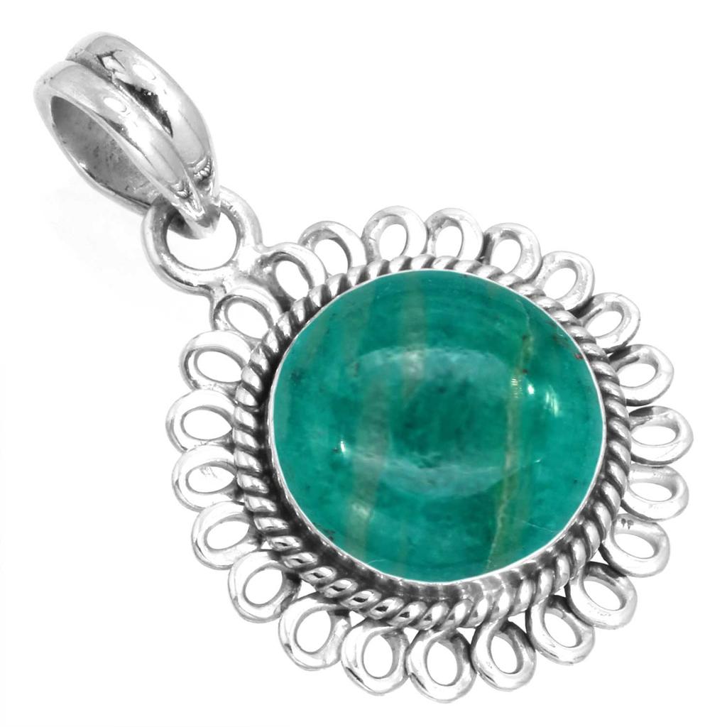 925 Sterling Silver Pendant Women Gemstone Handmade Jewelry Engagement Gift Amazonite Angelite Blue Opal Botswana Agate Mohave Azurite Chrysocolla