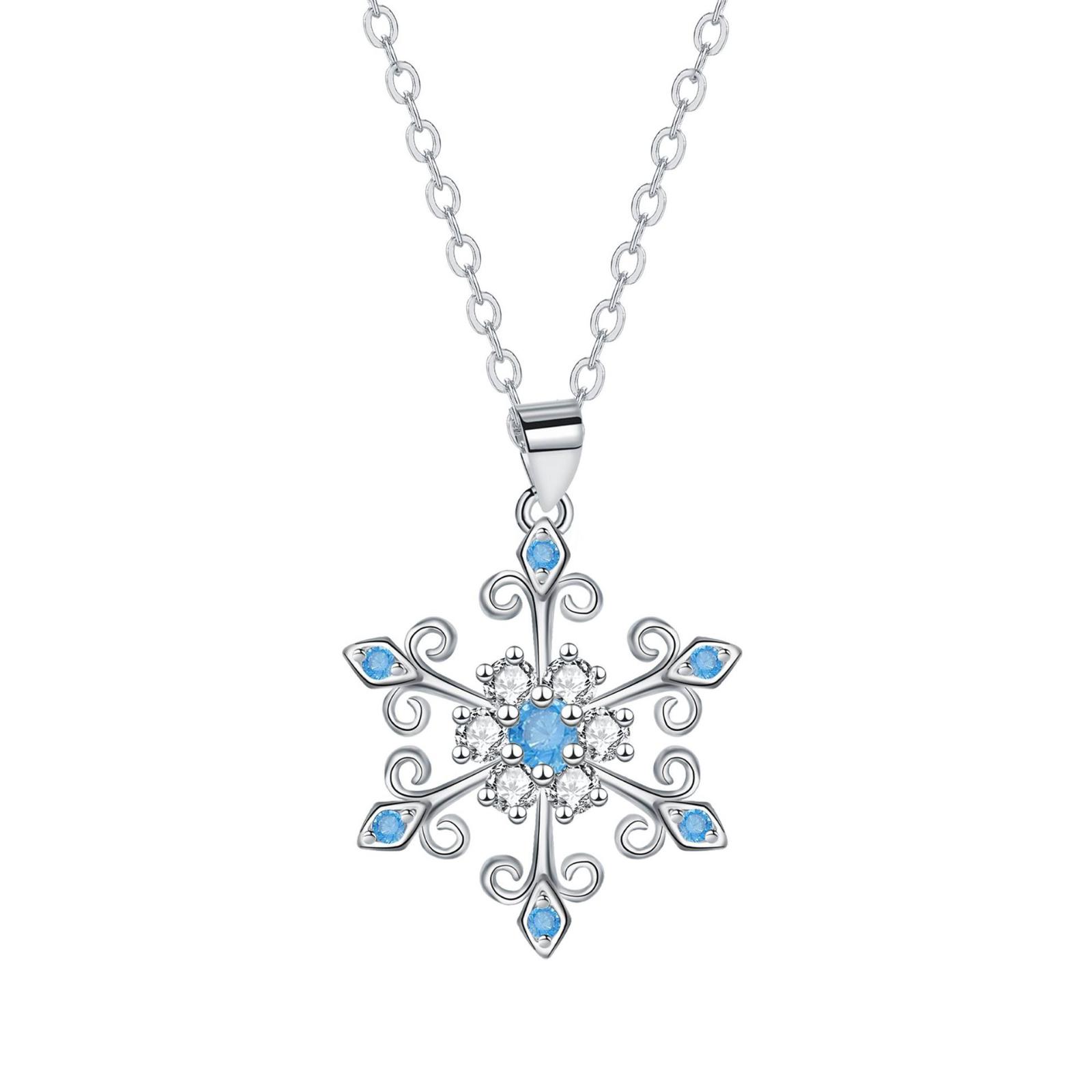 Snowflake Pendant Necklace with Intricate Filigree Design and Small Gemstone Accents on Chain for Everyday Wear and Special Occasions One Size