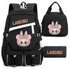 3pcs LABUBU Schoolbag School Backpack Lightweight Burden-reduced Ridge Protection and Large-capacity Children's Schoolbag Backpack for Grades 1-6