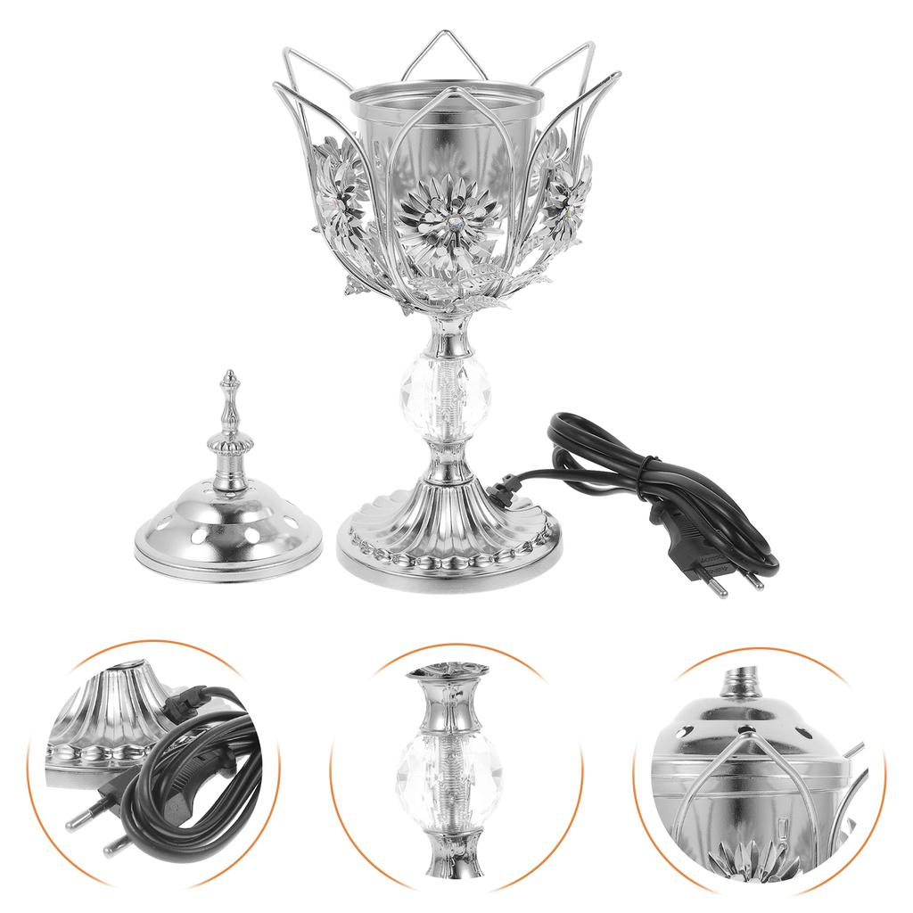 Electric Incense Burner Eu Plug Portable Metal Aroma Burner Vintage Plug in Incense Stove Desktop Censer Aromatherapy Home Decor