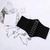 Simple Korean Corset High Waist PU Leather Butterfly Chain Female Waistband Cummerbunds Waist Belt
