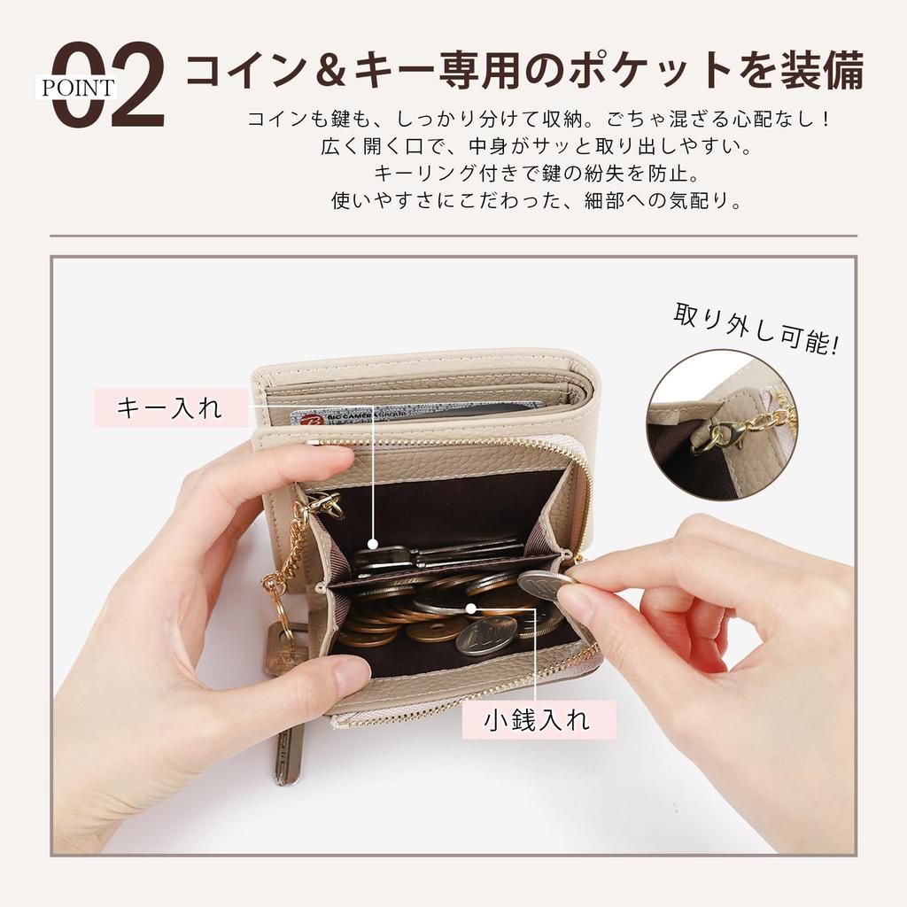 Genuine Leather Bifold Wallet with Key Large Mini Coin Card Skimming Protection X [imeetu] Women's Ring, Capacity, Wallet, Purse, Case, Multi-Storage,