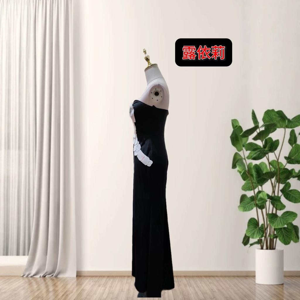 Export sexy tube top three-dimensional flower high elasticity slim hip wrap dinner party evening dress long dress