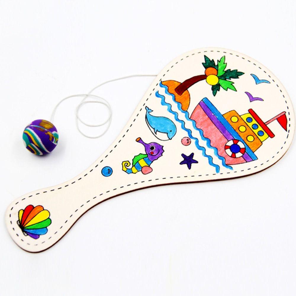 With String DIY Paddle Ball with String Blank Racket Wooden Racket  Educational