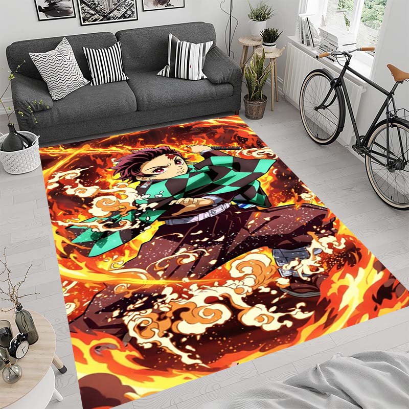 Anime-themed Kamado Nezuko Kimetsu No Yaiba Rug, Suitable for Playrooms, Bedrooms, Living Rooms, Sofas, and Other Home Décor;