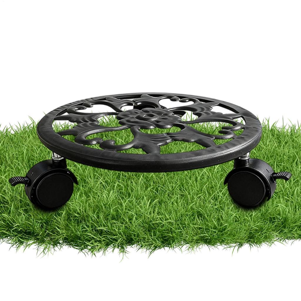 Wheeled Plant Stand Metal Flower Pot Holder Plant Roller for Indoor Outdoor Patio Garden Balcony Moving Display