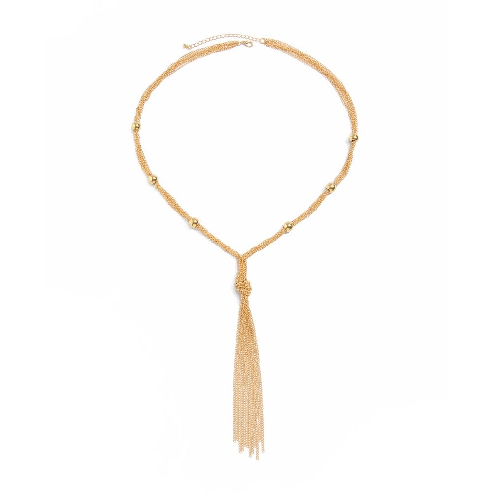 Long Tassel Tassel Pendant Necklace Metal Material Jewelry Set Earrings Set  Ladies Accessories