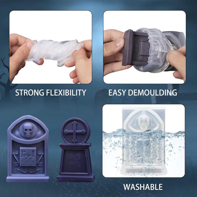 2-Piece Halloween Silicone Candle Mold for DIY Resin Casting, Aromatherapy Candles, Wax, Plaster, and Polymer Clay Decorations