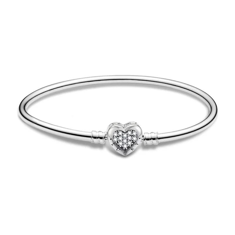 925 Silver Personalized Simple Love Heart Claw Bracelet DIY Bead Making Fit Original Pan Bracelets Fine Jewelry Gift
