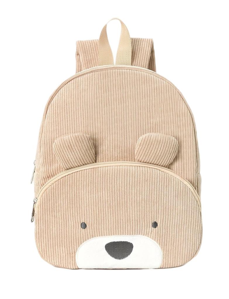 Maeau Baby Fluffy Corduroy Waffle Cute Animal Popular Bag for Boys and Mochi Adjustable Shoulder Gift for Baby Khaki Backpack, Bag, Pattern, Soft,